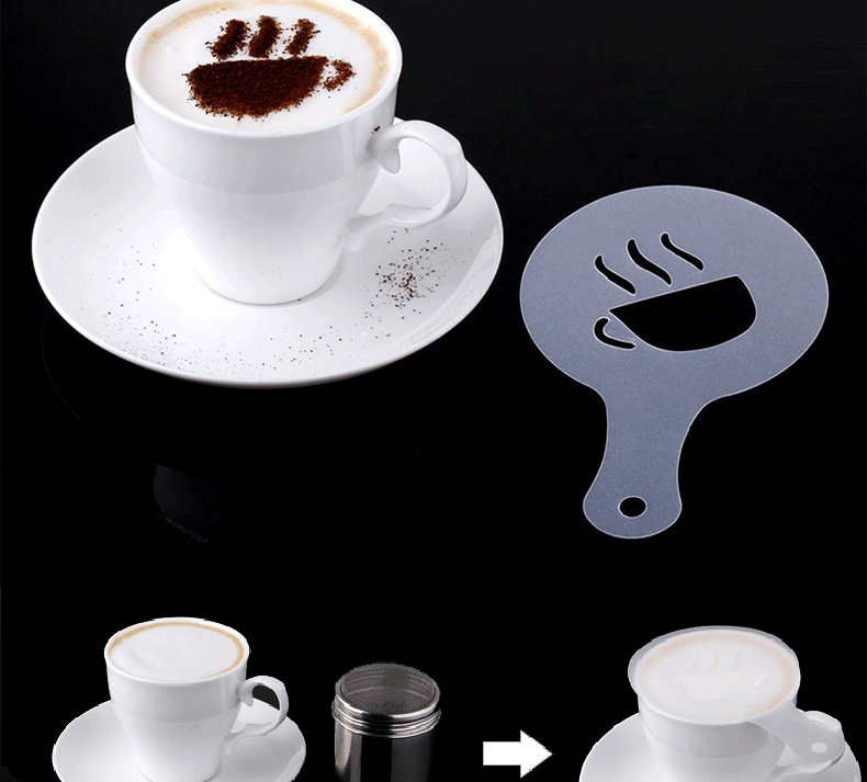 Khuôn mẫu bằng nhựa Ren mẫu cà phê Fancy Coffee In dày mẫu sữa phun cà phê 16 8,5cm - Cà phê phin cafe nhôm
