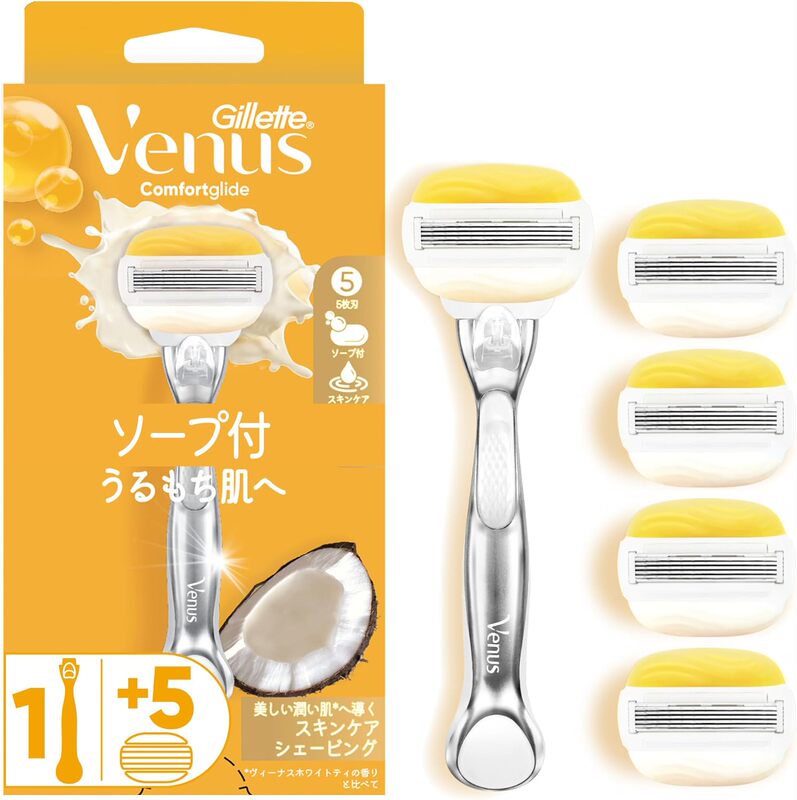 Venus Gillette Comfortglide Coconut Moisturizing Razor 5-Layer Blades with 5 Replacement Blades Included Venus Gillette Comfortglide Coconut Moisturizing Razor 5-Layer Blades with 5 Replacement Blades Included