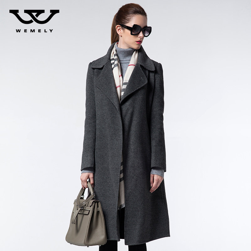 Wemely Vimili đôi phải đối mặt với áo len nữ phần dài mùa thu và mùa đông chống mùa kích thước lớn áo len thủy triều