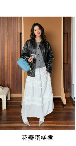 Кожаная куртка 左边女装立领机车皮衣外套2024春装新款复古做旧皮夹克 男女同款 ILEFT