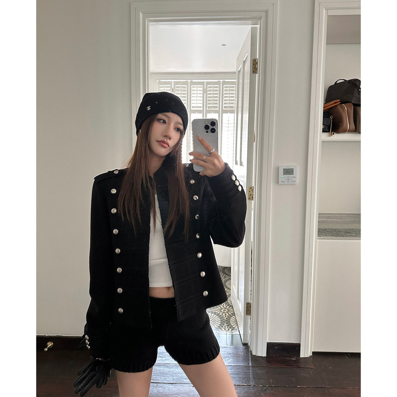 Left Side Women's Clothing "Napoleon" Stand-Up Collar Court Jacket 2026 Autumn New Metal Button Short Coat Left Side Women's Clothing "Napoleon" Stand-Up Collar Court Jacket 2026 Autumn New Metal Button Short Coat