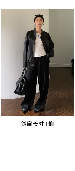 Кожаная куртка 左边女装立领机车皮衣外套2024春装新款复古做旧皮夹克 男女同款 ILEFT