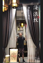 Southern Song Dynasty Ma Yuan Water Figure seawater pattern Zen sea wave water wave blue coffee Orange small texture curtain fabric