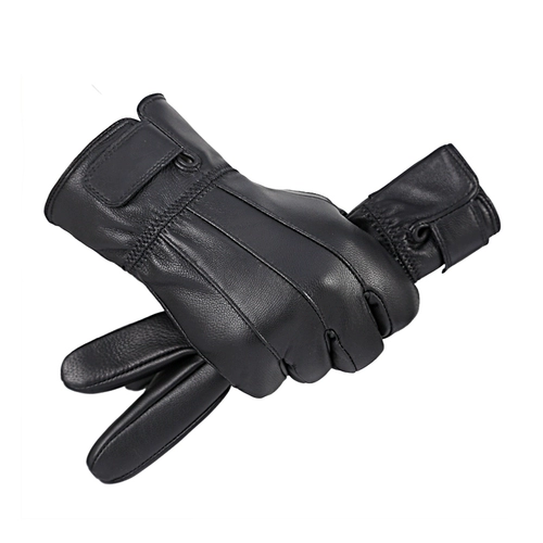 Мужские зимние утепленные удерживающие тепло ветрозащитные водонепроницаемые перчатки из овчины, из натуральной кожи