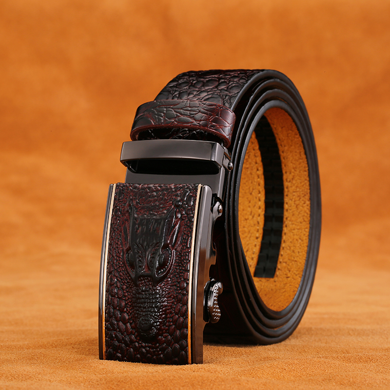 Crocodile Textured Men's Automatic Buckle Belt Men's Wave Business Personality Belt Giver