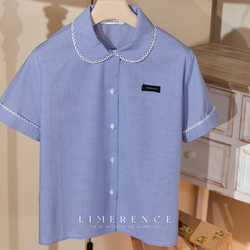 Limerence'Liora' Blue Plaid College-Style Youthful Outfit Pure Desire Spring and Summer