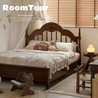 Chinese-style American-style solid wood beds for children, single beds for boys and girls, retro French Windsor beds, princess beds, small-sized apartments