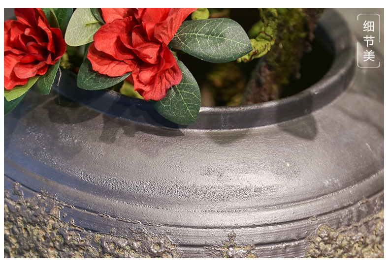 Jingdezhen ceramic coarse pottery vase furnishing articles mesa adornment restoring ancient ways between example villa simulation flower flower flower art