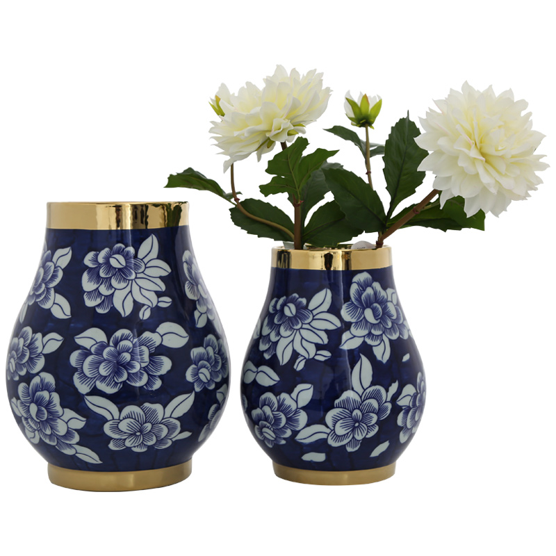 Jingdezhen ceramic mesa furnishing articles sitting room, dining - room table decoration vase simulation false hydroponic flower decoration