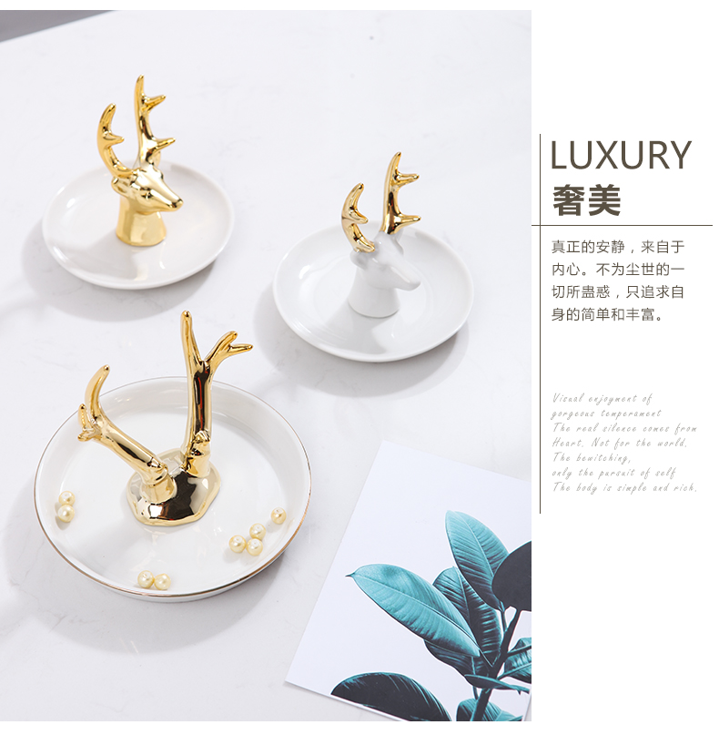 The Export quality ceramic jewelry wearing jewelry necklace gold jewelry tray antlers receive plate of flamingos small place