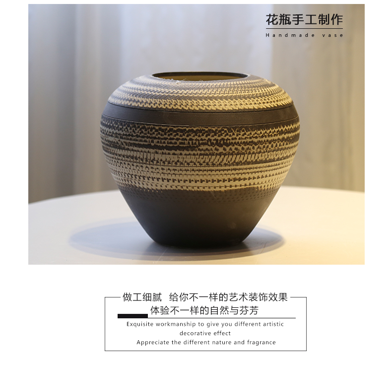 Mesa of jingdezhen coarse pottery vase simulation flower retro nostalgia pottery decoration decoration flower flower implement furnishing articles to the living room