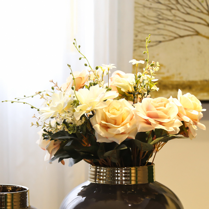 Jingdezhen light of new Chinese style flower adornment is placed between example sitting room key-2 luxury club hotel floral outraged simulation flower decoration