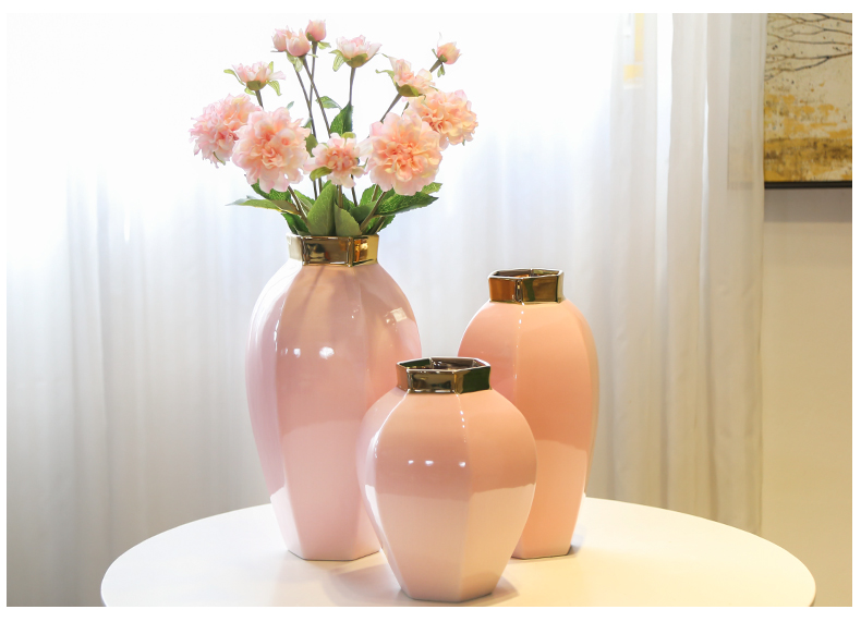 Jingdezhen ceramic vases, the sitting room porch TV ark edge ark of what adornment flowers simulation flower flower gold furnishing articles