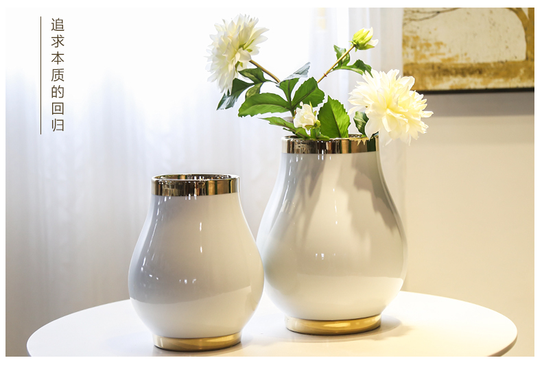 Jingdezhen new Chinese style light wine TV ark key-2 luxury vase flower flower implement hotel white sitting room adornment is placed