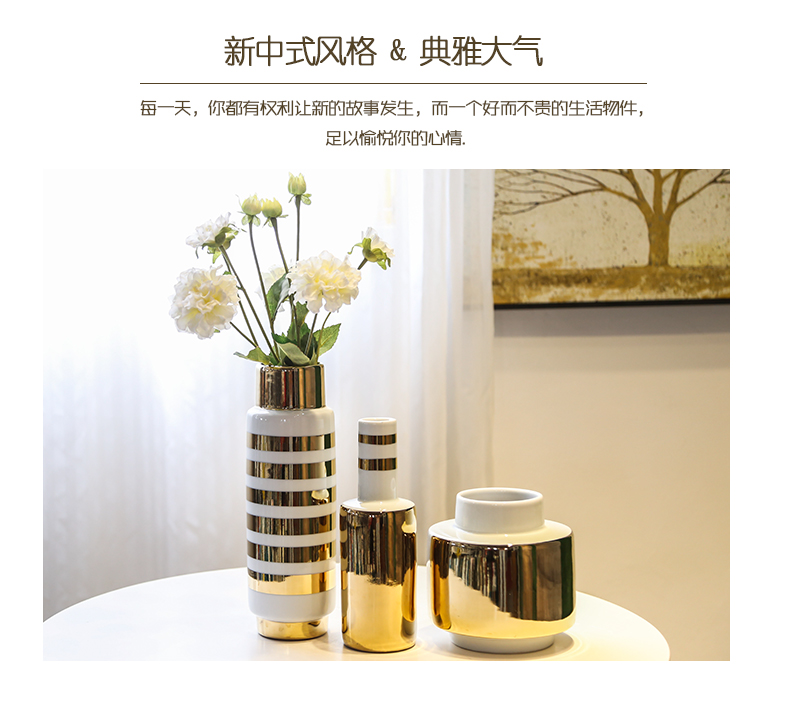 Jingdezhen modern light mesa of key-2 luxury decoration vase hotel new Chinese style flower between example simulation flower decoration