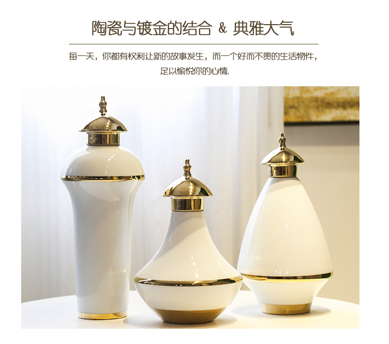 Light the key-2 luxury of new Chinese style general pot flowers furnishing articles of jingdezhen ceramic living room TV cabinet table flower implement creative vase