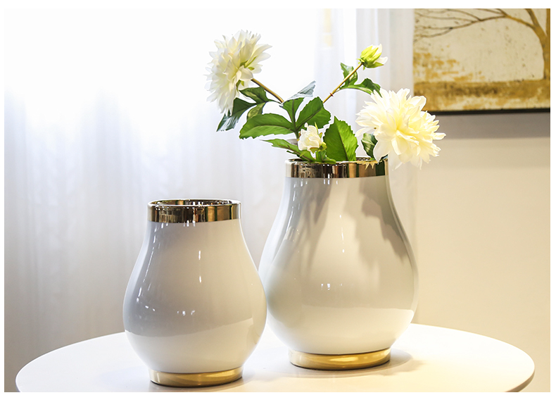 Jingdezhen new Chinese style light wine TV ark key-2 luxury vase flower flower implement hotel white sitting room adornment is placed