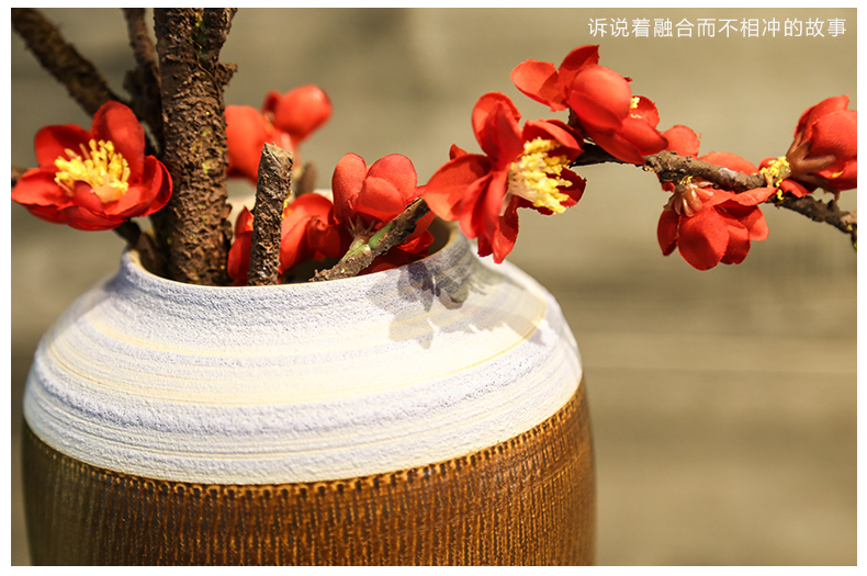 Jingdezhen coarse pottery vase retro mesa between TV cabinet ceramic flowers in the sitting room porch example simulation flower decoration