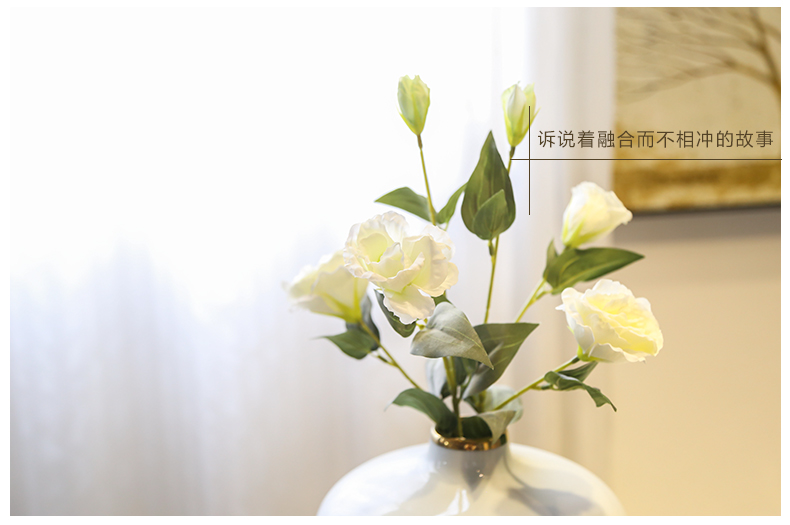 Jingdezhen ceramic light mesa of new Chinese style living room decoration to the hotel villa key-2 luxury furnishing articles flower vases, flower simulation