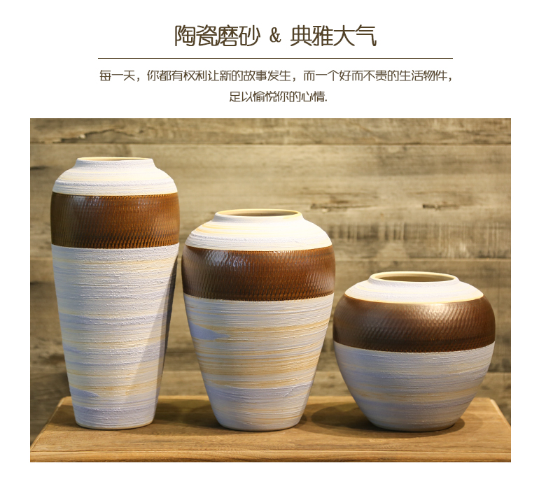 Jingdezhen coarse pottery vase retro mesa between TV cabinet ceramic flowers in the sitting room porch example simulation flower decoration