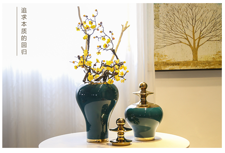 Jingdezhen light key-2 luxury home decoration ceramic vase flower implement the sitting room porch of TV ark, wine receptacle European furnishing articles