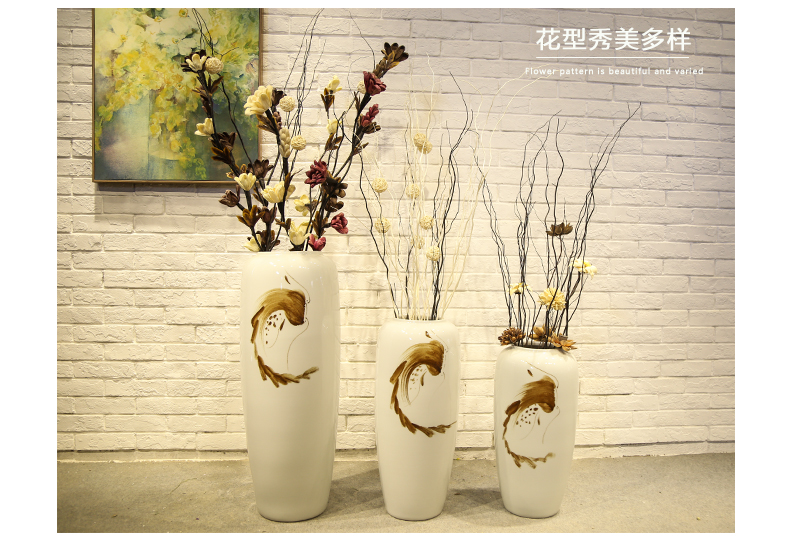 Jingdezhen sitting room, dining - room floor vase store of new Chinese style clothing store decoration flower implement ceramic flower receptacle, furnishing articles