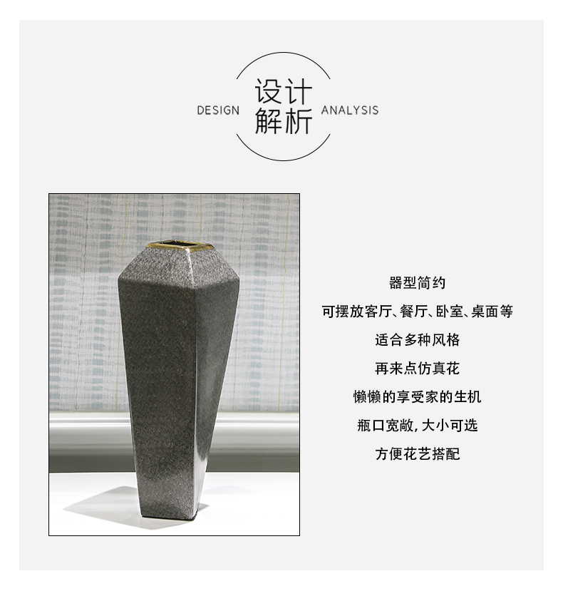 New Chinese style style decoration snakeskin grey marble green leaves an irregular art ceramic vase decoration