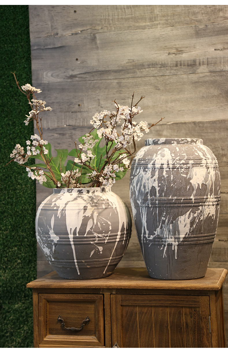 Jingdezhen checking retro mesa vase teahouse adornment between example simulation flower, dried flower flower ceramic big furnishing articles