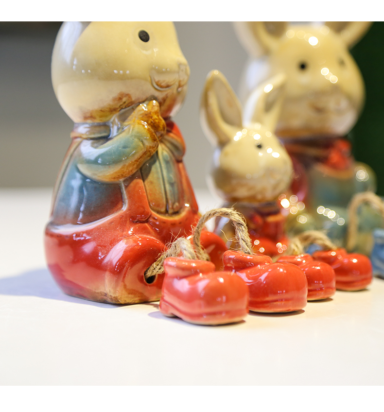 Happy rabbit outseam ceramics doll, decorative home furnishing articles indoor table sitting room office decoration creative gift