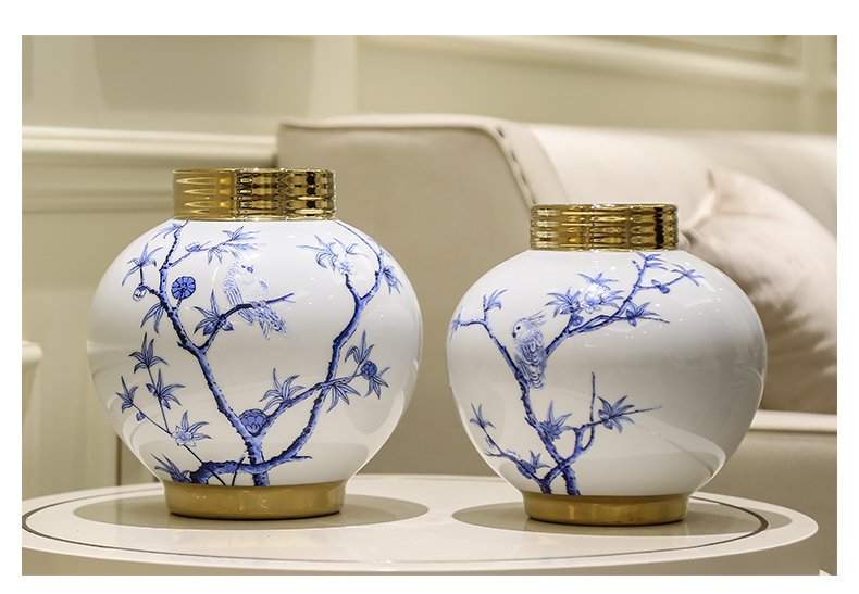 Jingdezhen ceramic porcelain simulation dried flower vase furnishing articles furnishing articles, the sitting room is the study of new Chinese style porch flower arranging decoration