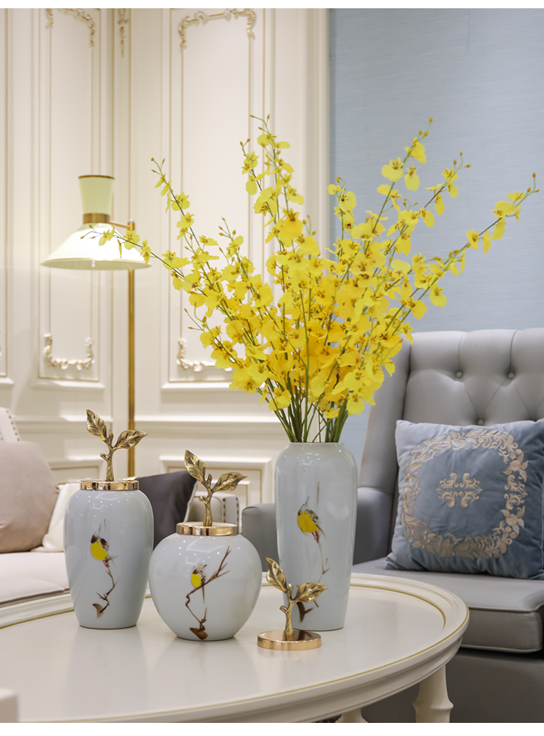 The Modern new Chinese vase household TV ark, porch place jingdezhen ceramic flower arranging dried flowers sitting room adornment