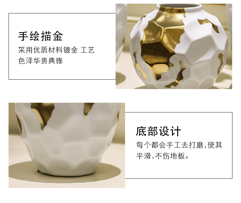 TV cabinet mesa of gold - plated vase modern light sitting room key-2 luxury contracted household soft outfit ceramic flower implement simulation flower decoration