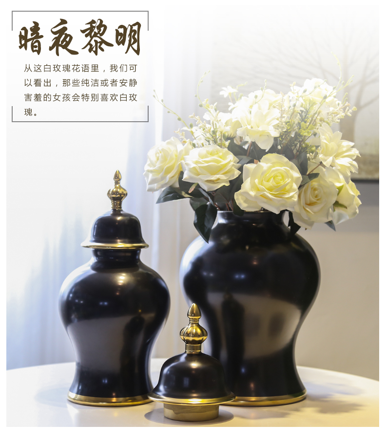 Jingdezhen ceramic vase living room TV cabinet decoration of new Chinese style furnishing articles household soft outfit decoration flower implement simulation flowers