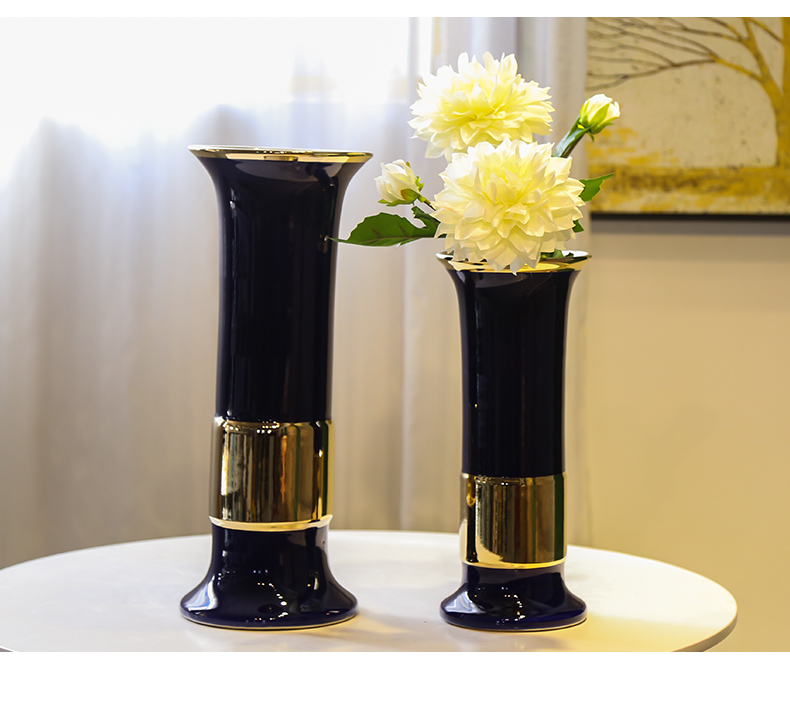 Light of jingdezhen ceramic vases, new Chinese style decoration key-2 luxury furnishing articles mesa flower arranging fake flower implement household table sitting room