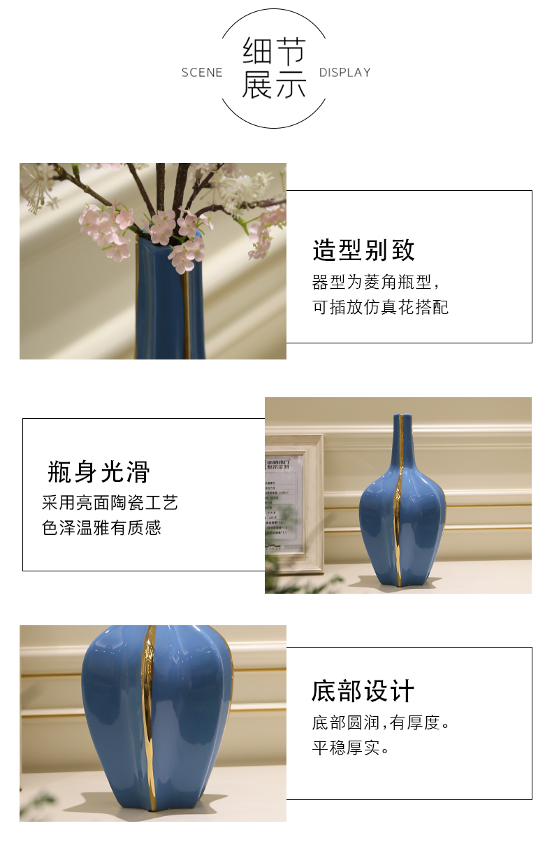 Light European - style key-2 luxury furnishing articles ceramic vase sitting room porch TV ark, dried flowers, flower arrangement Nordic table home decoration