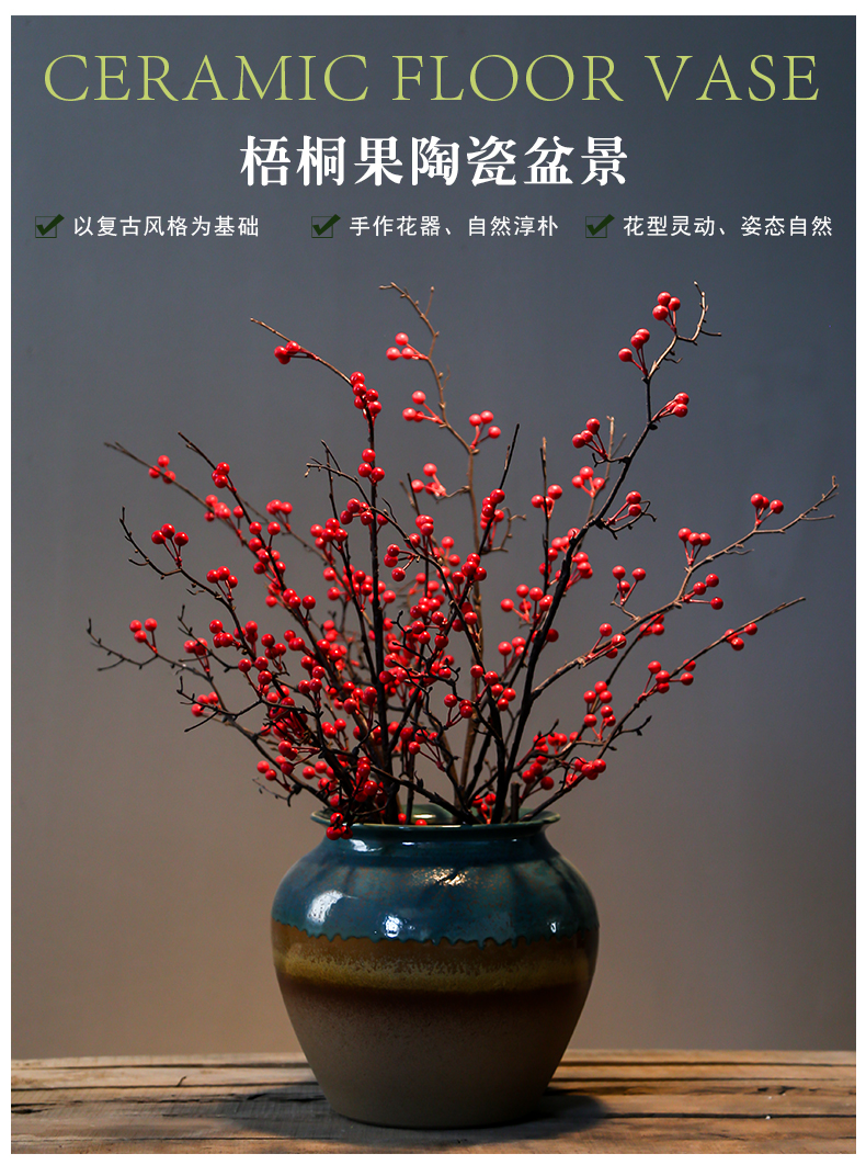 Jingdezhen up with the new Chinese style restoring ancient ways mesa vase sitting room home decoration flower simulation flower decoration ceramics