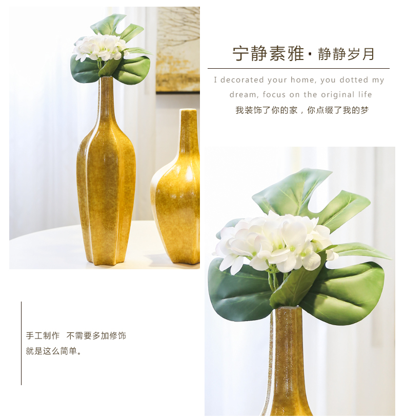 Jingdezhen ceramic new Chinese style mesa small expressions using vase simulation flower art flower arranging furnishing articles porch is decorated living room table