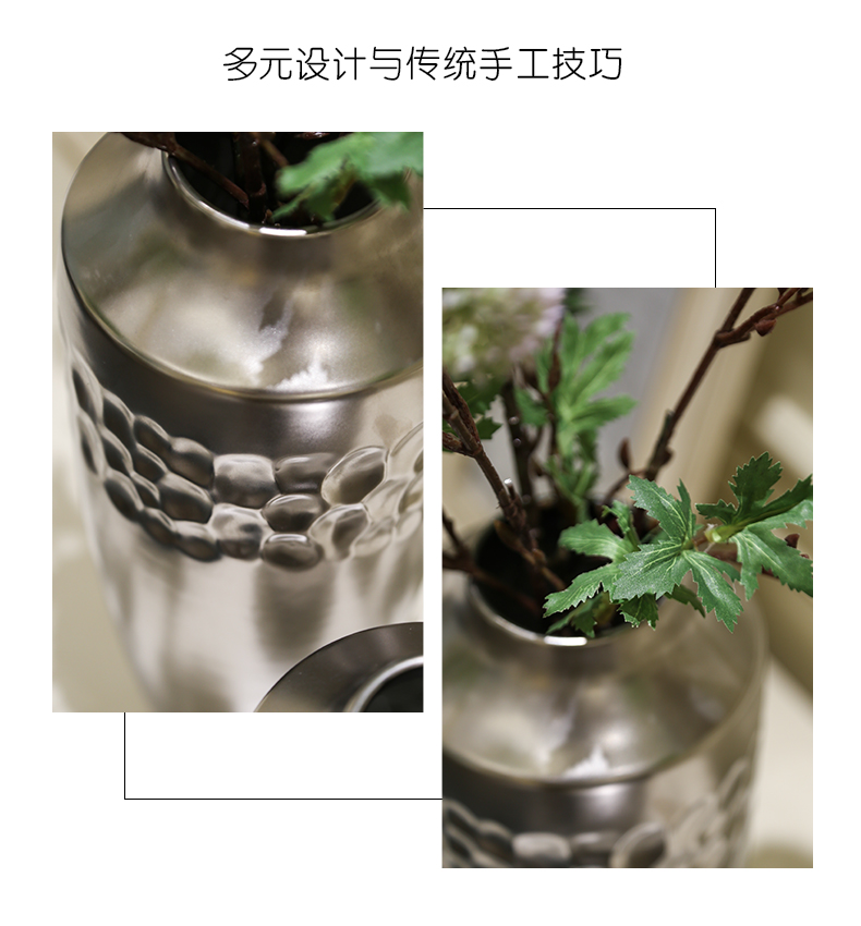 Nordic light vase key-2 luxury furnishing articles sitting room table, TV ark, creative gold and silver hydroponic flower arranging flowers ceramic bottle