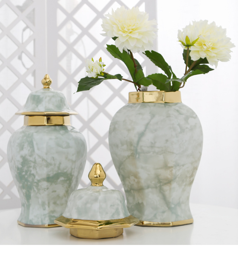 Jingdezhen ceramic light key-2 luxury furnishing articles simulation flower vase decoration living room table household decoration flower arranging flower art