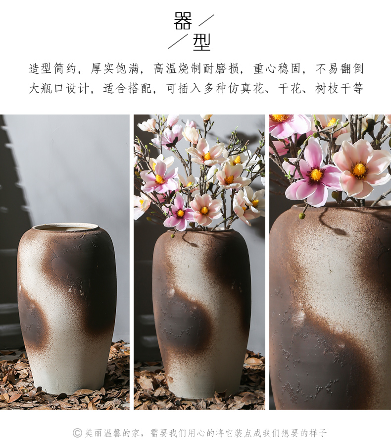 Jingdezhen creative furnishing articles of large vase retro nostalgia vase Chinese flower arranging dried flowers decorate the sitting room flower arrangement