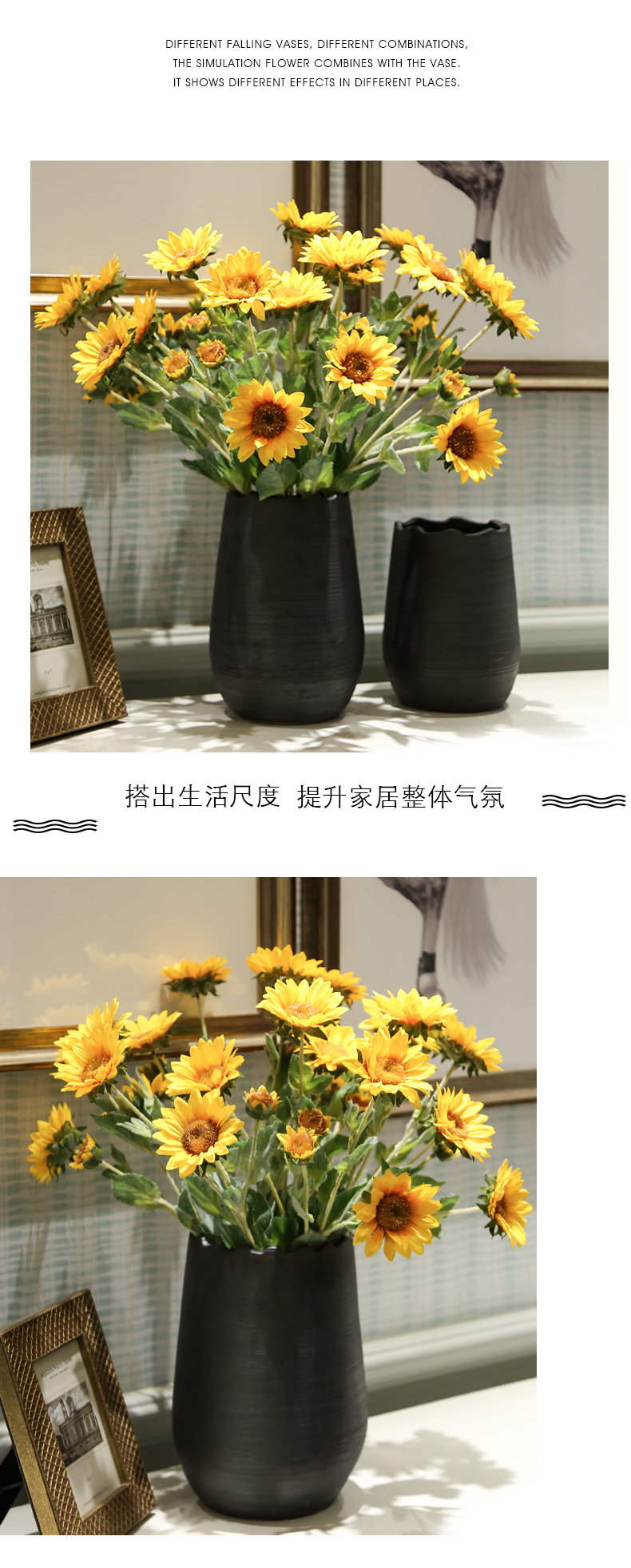 Nordic ceramic vase furnishing articles flower arranging flowers, dried flowers sitting room living room TV cabinet table European - style decorative household items