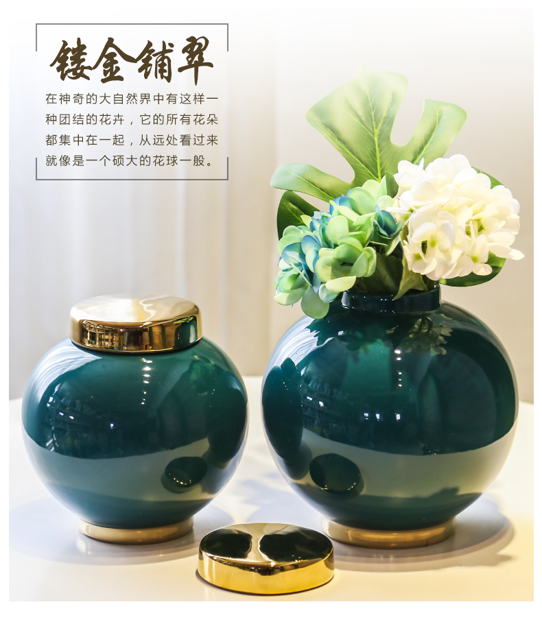 Jingdezhen ceramic flower vases of new Chinese style living room TV cabinet table light key-2 luxury furnishing articles simulation flowers, artificial flowers