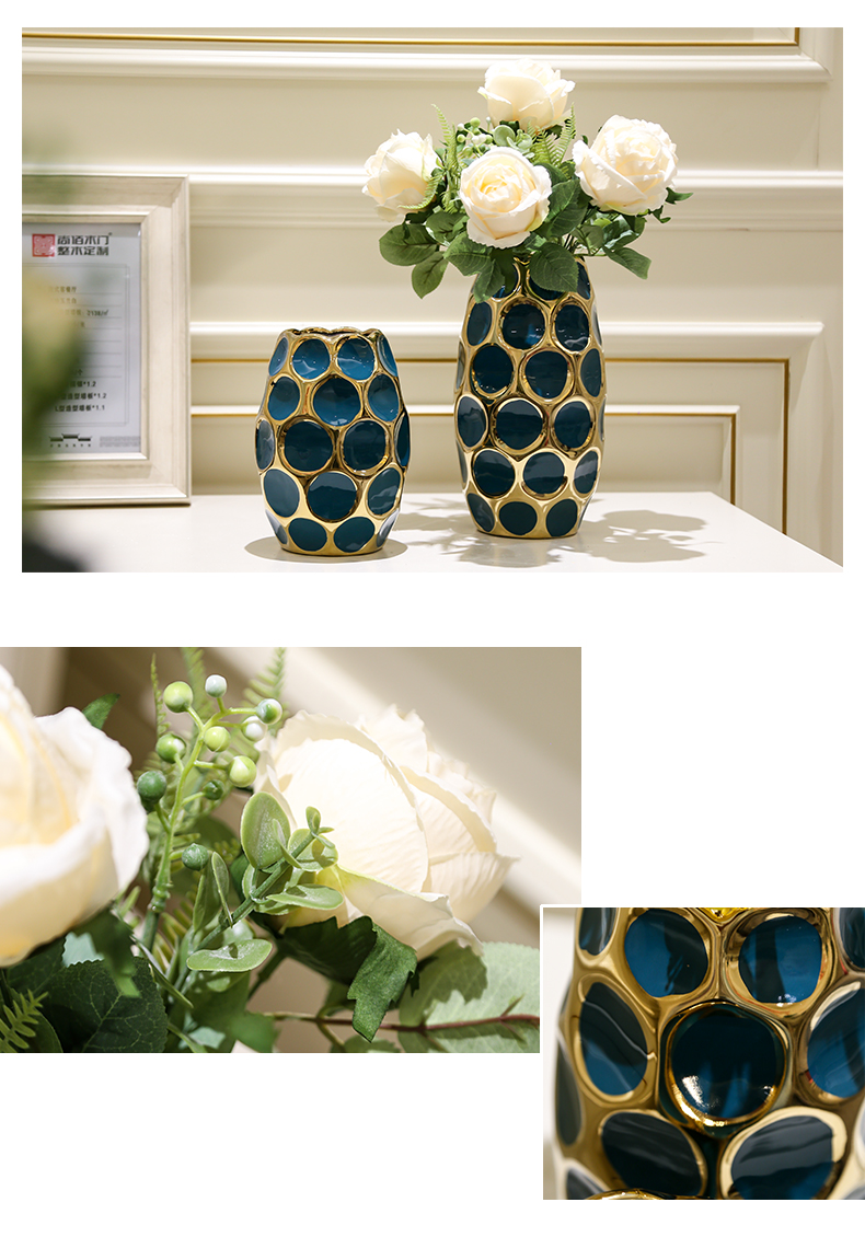 Nordic light furnishing articles sitting room key-2 luxury vase flower arranging creative contracted and I ceramic dried flowers, soft floral decorations simulation