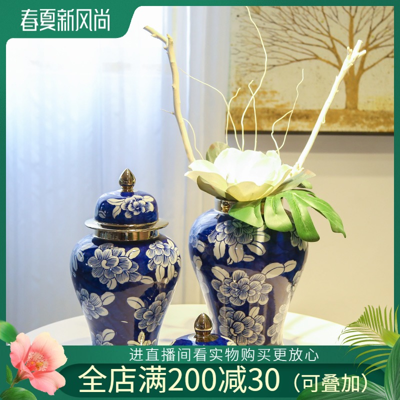 Mesa of the new Chinese jingdezhen ceramic vase living room TV cabinet table home furnishing articles simulation flower art