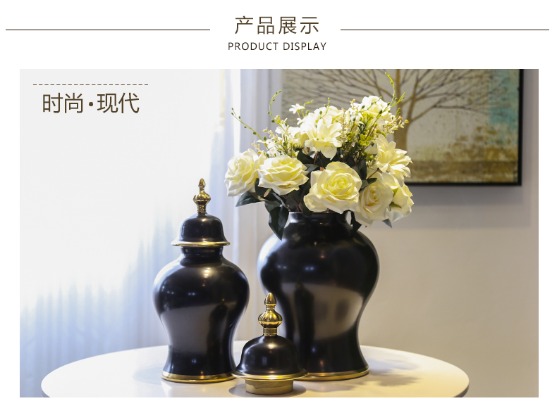 Jingdezhen ceramic vase living room TV cabinet decoration of new Chinese style furnishing articles household soft outfit decoration flower implement simulation flowers