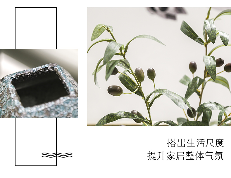 New Chinese style style decoration snakeskin grey marble green leaves an irregular art ceramic vase decoration