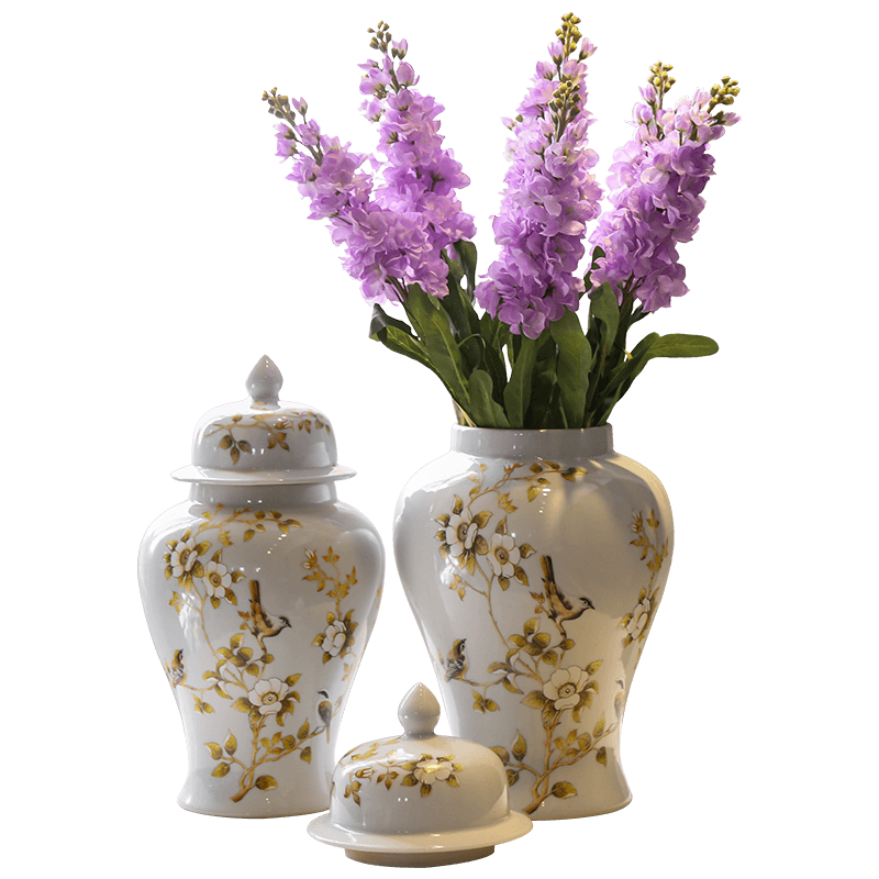 Jingdezhen creative general pot vase flower arrangement of new Chinese style gold sitting room porch decorative ceramic decoration in a large place