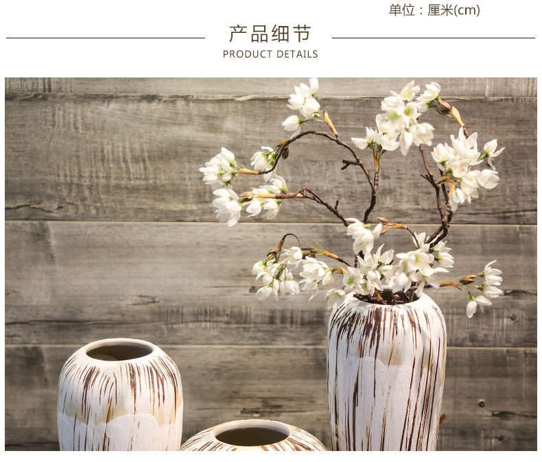 Jingdezhen coarse pottery ceramic vase restoring ancient ways suit furnishing articles villa living room table simulation flowers decorative flower implement false