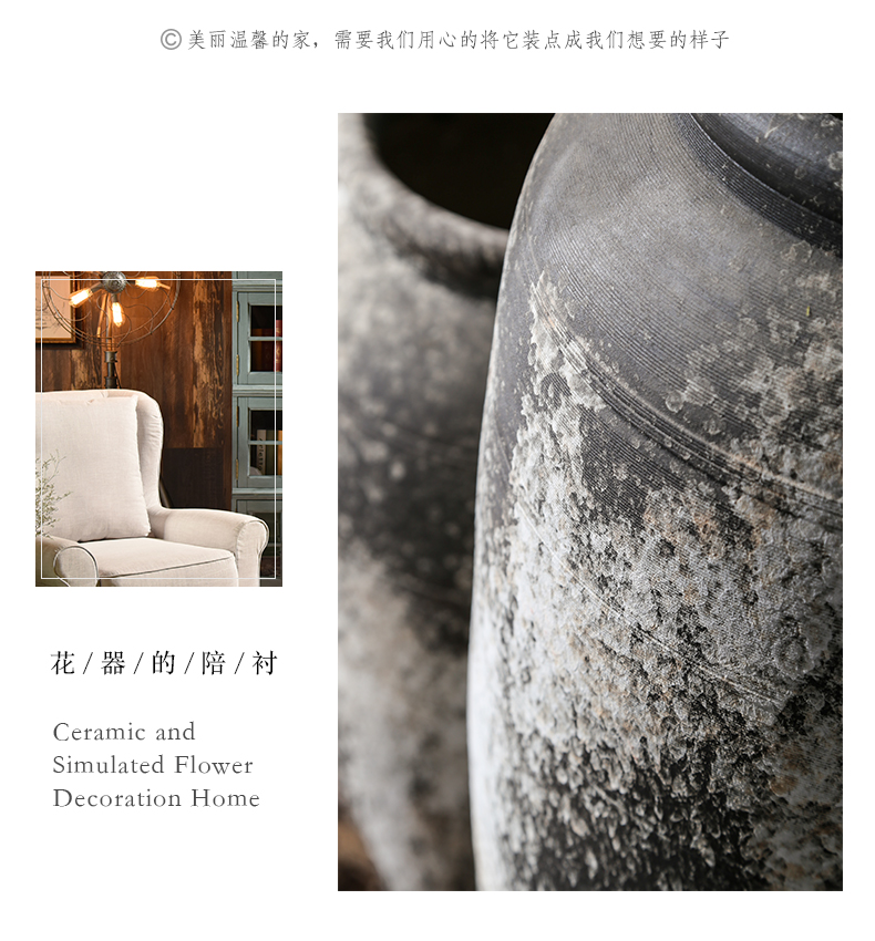 Chinese style restoring ancient ways of large ceramic vase furnishing articles pottery sitting room hotel decoration flower arranging dried flowers thick ceramic bottle