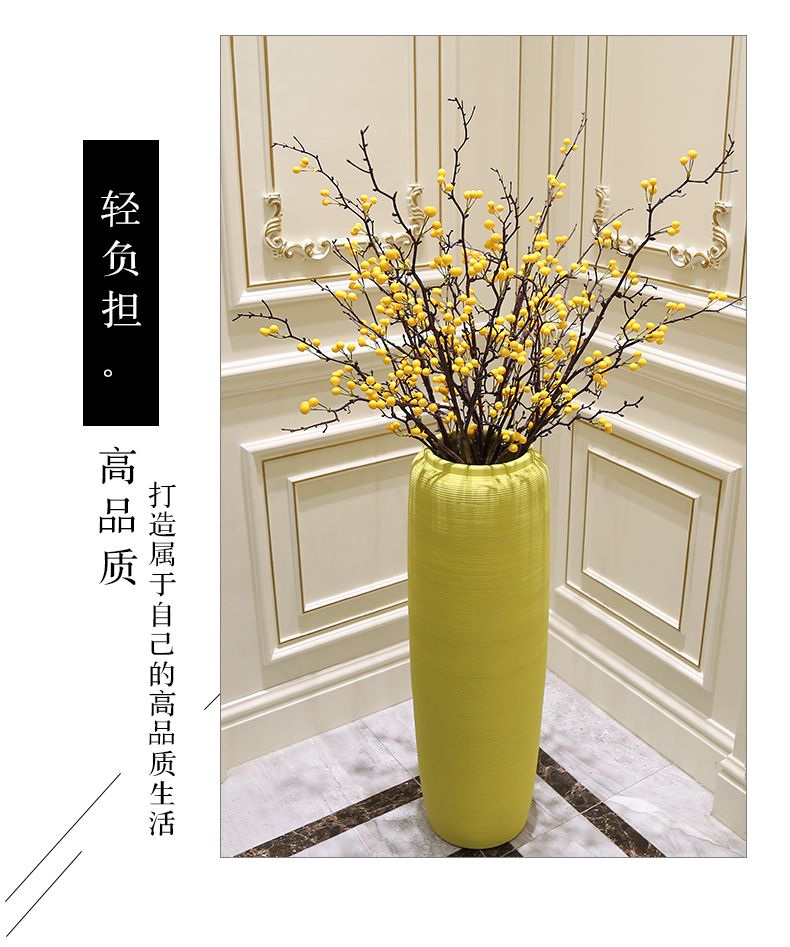 Nordic yellow wind simulation flower flower vase landing large sitting room adornment morandi color ceramic jewelry furnishing articles